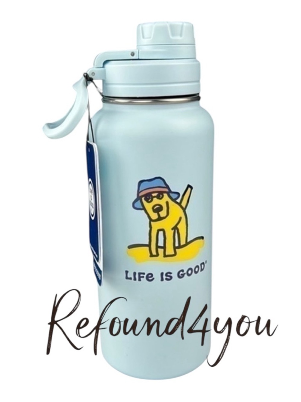 Life is Good - ‘Jake at the Beach’ 32oz water bottle. Pale Blue. NWT